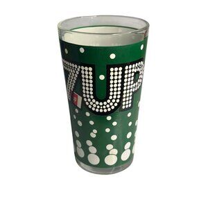 VTG 1970s 7UP Soda Pop Glass 5.25 Wrap Around Green Drinking Tumbler Collectible